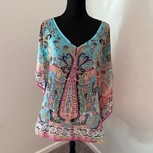 EUC Lane Bryant Sheer Rib Poncho Blouse 18/20